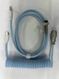 Coiled USB keyboard data cable, 3 m, with air incense insert in black, blue, pink, purple, white and green