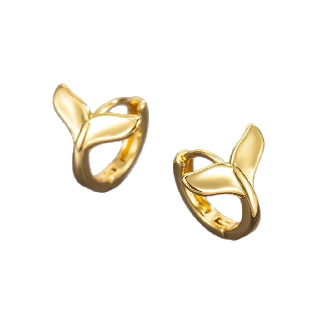 Women's copper fishtail earrings with electroplated white gold or yellow gold finish