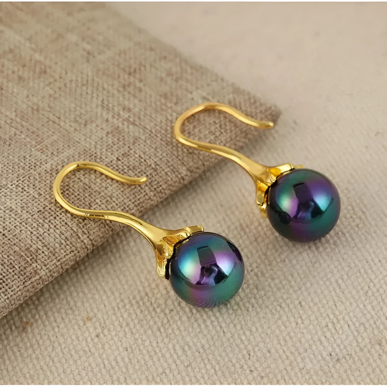 Women's retro design alloy earrings with imitation gold electroplating finish
