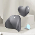 Heart-shaped car pillow set in various colours for lumbar and headrest support.