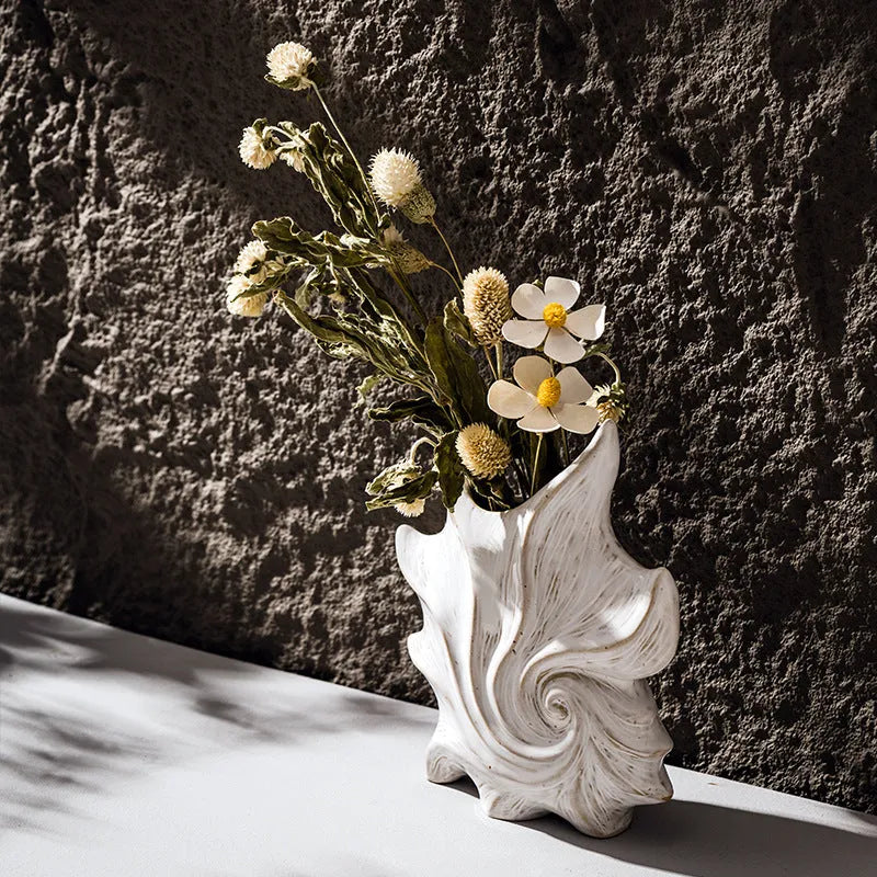 Hexagon ceramic vase with coloured glaze finish in European retro style