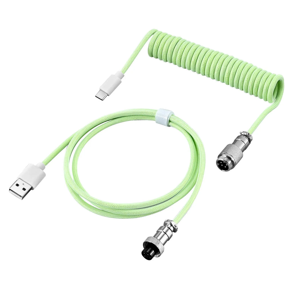 Coiled USB keyboard data cable, 3 m, with air incense insert in black, blue, pink, purple, white and green