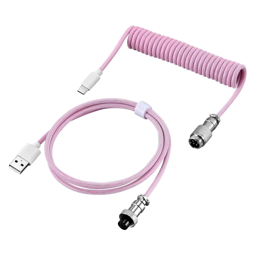 Coiled USB keyboard data cable, 3 m, with air incense insert in black, blue, pink, purple, white and green