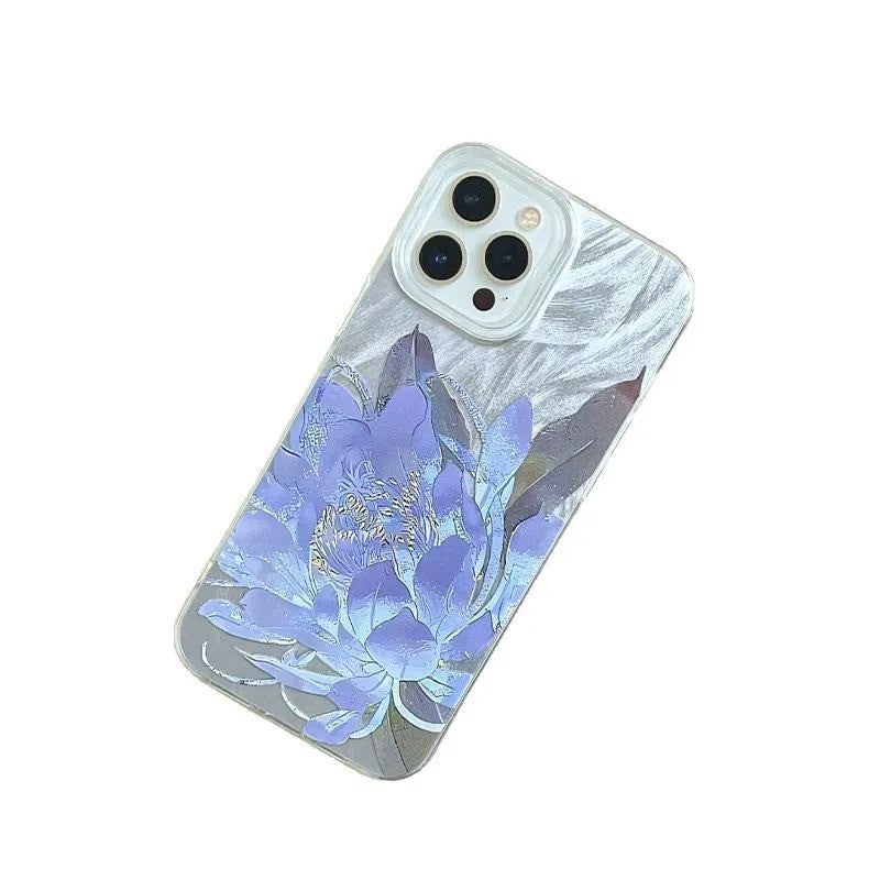 Blue Lotus luxury hard and silicone iPhone case bundle shown in multiple colour options for iPhone 15 Pro.