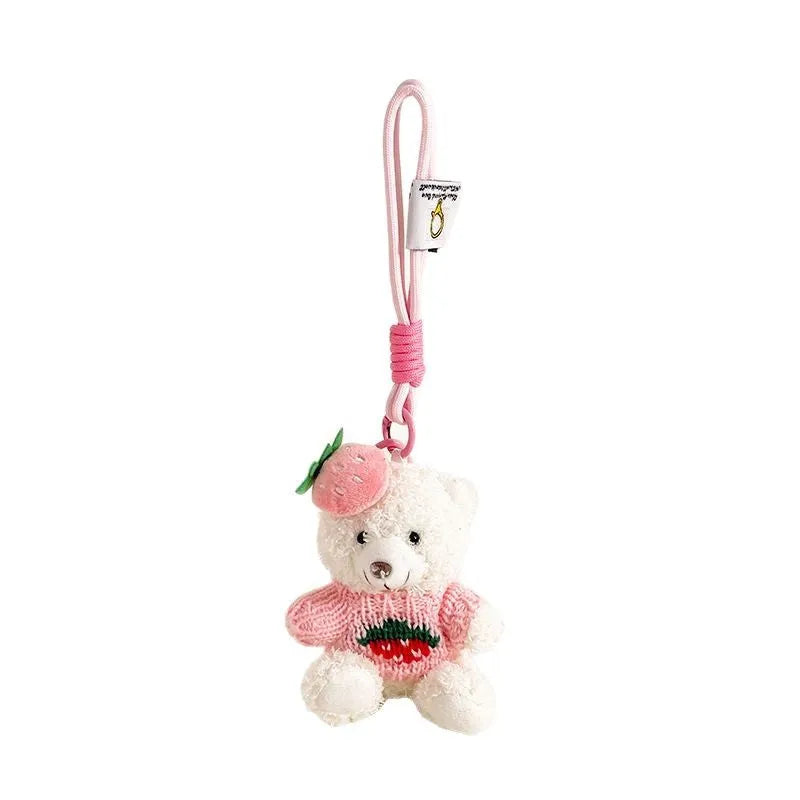 12cm cartoon plush bear keychain pendant for keys and bags