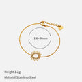 Sunflower theme jewellery set with geometric chain necklace and bracelet in gold colour