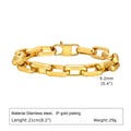 Men's stainless steel square chain bracelet in black, gold, retro, or steel colour.