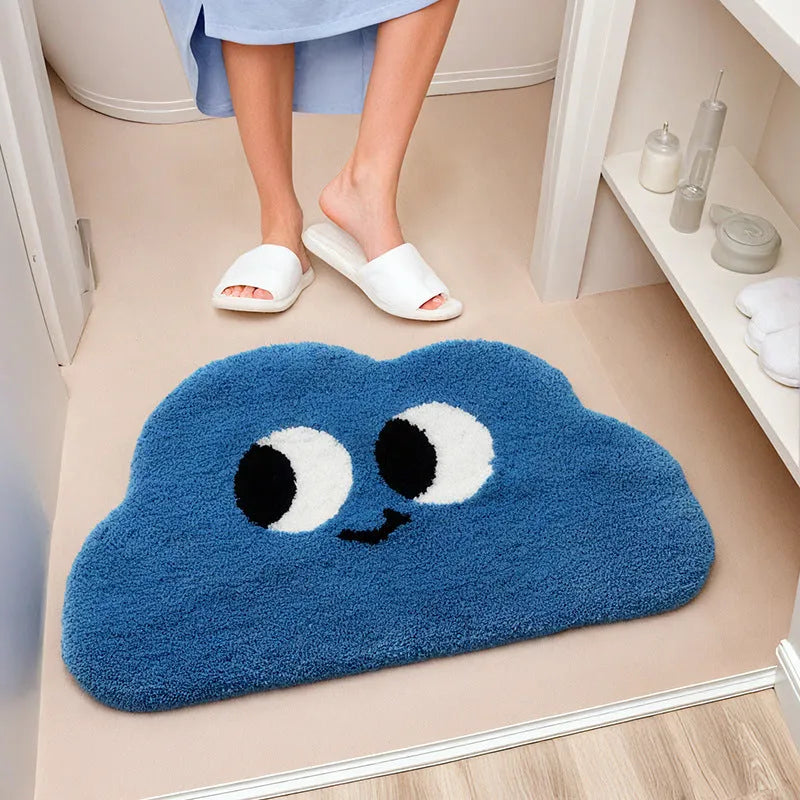 Cartoon anime bathroom mat with big eye clouds pattern in selected colour and size