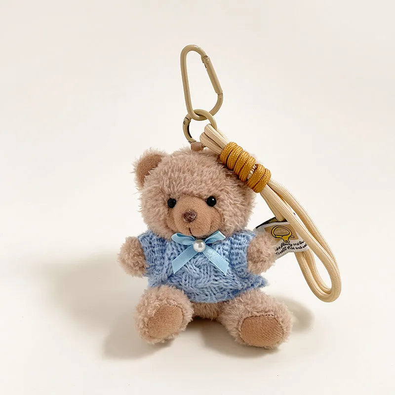 12cm cartoon plush bear keychain pendant for keys and bags