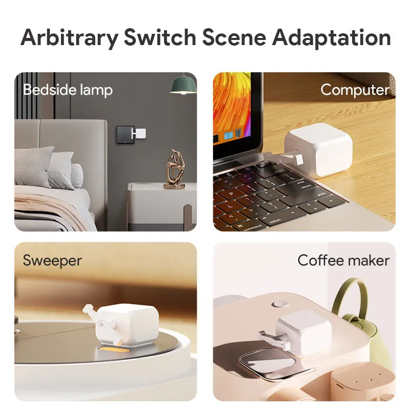 Small white Bluetooth rocker arm finger robot remote control on a surface.