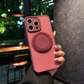 Transparent frost finish magnetic phone case with fold-away pivot bracket for iPhone models