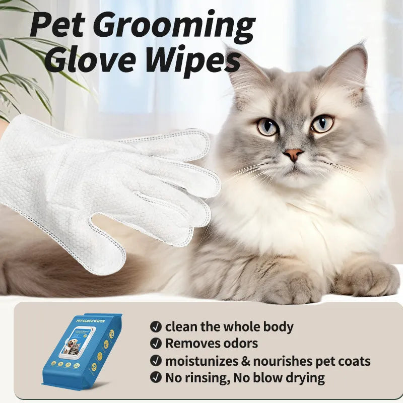Disposable pet gloves for cat and dog bath cleaning in 20-piece wash-free packs
