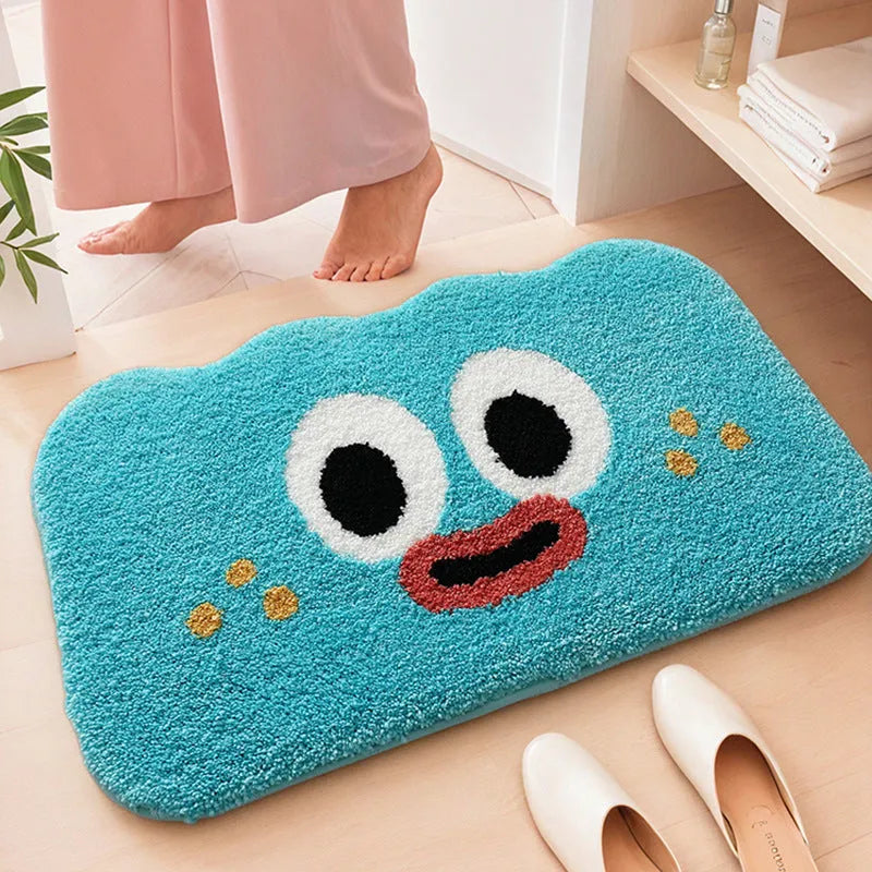 Cartoon anime bathroom mat with big eye clouds pattern in selected colour and size