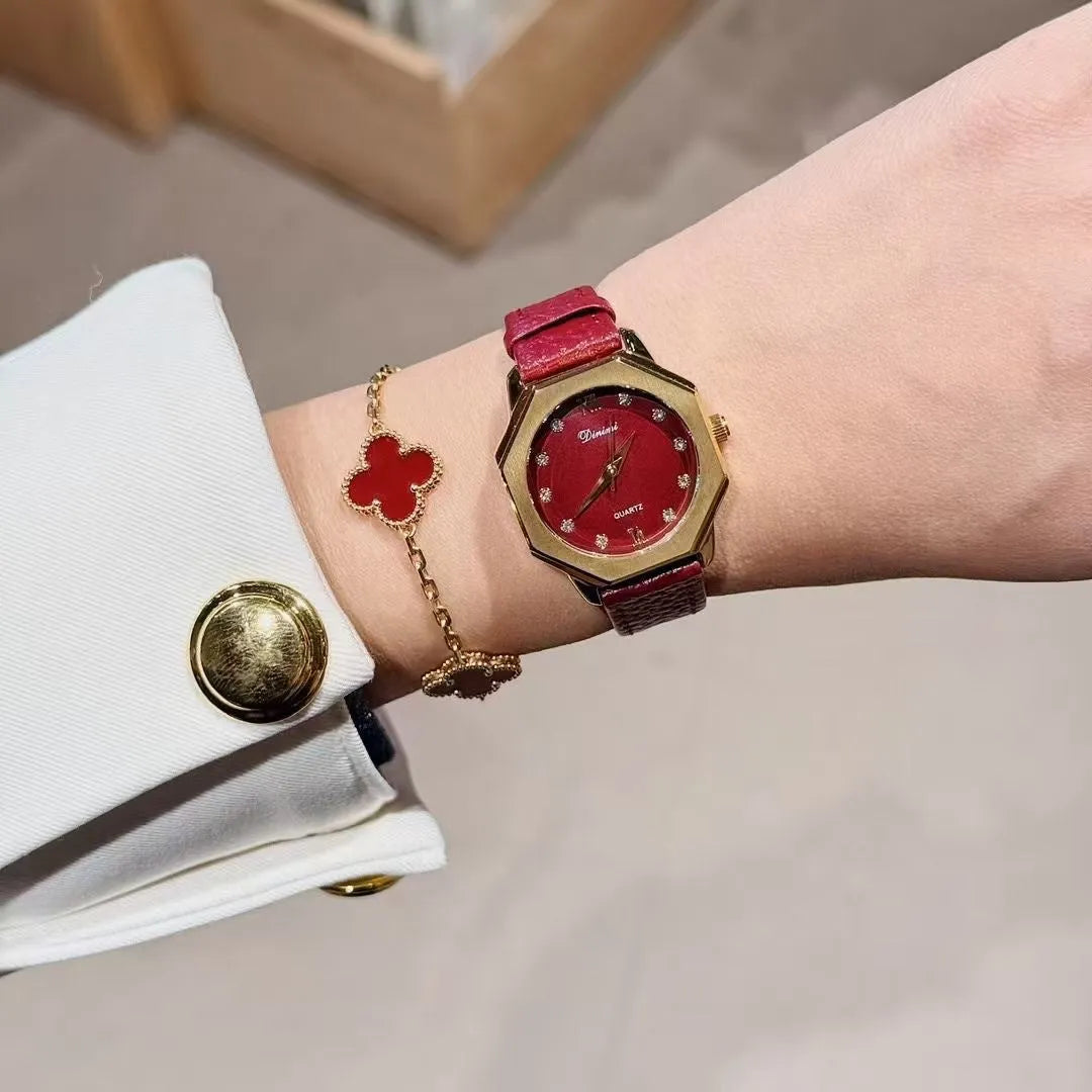 Octagonal alloy women's watch in Chinese style with various decorative options.