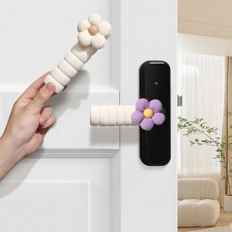 Flower pattern door handle protective cover for round knobs in various colours