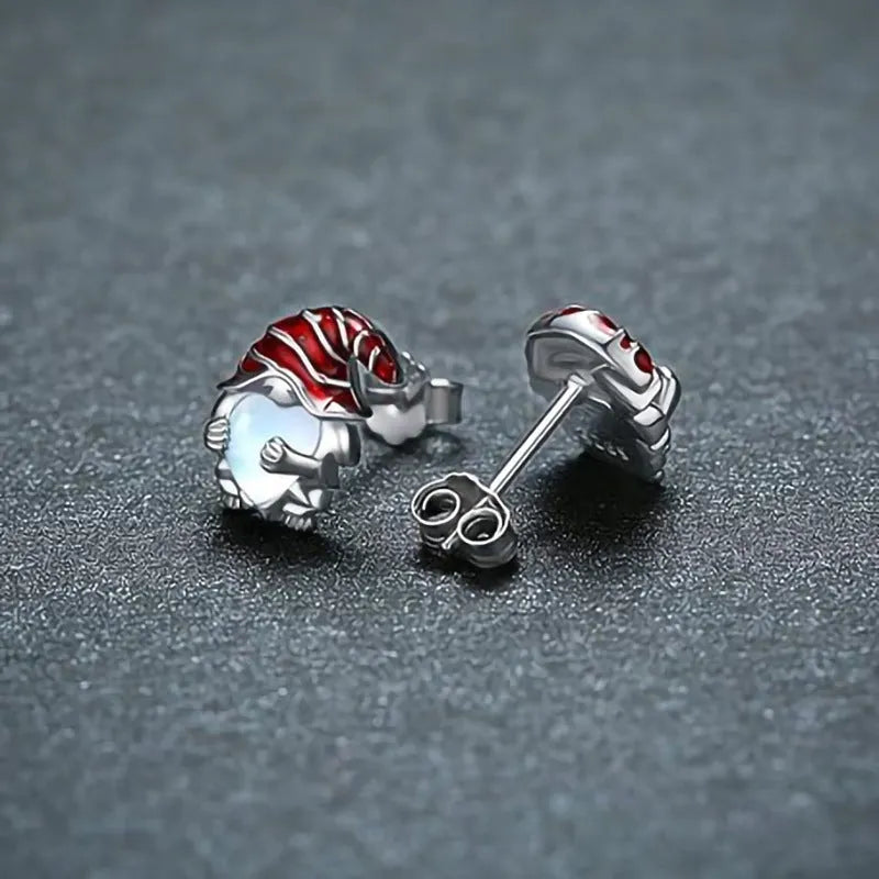 Women's heart-shaped earrings with Santa Claus design and white gold electroplated finish
