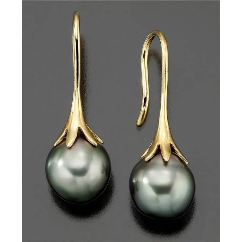 Women's retro design alloy earrings with imitation gold electroplating finish