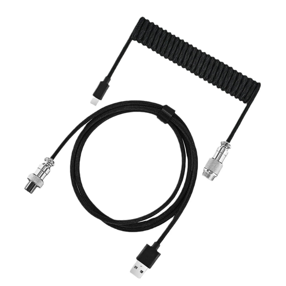 Coiled USB keyboard data cable, 3 m, with air incense insert in black, blue, pink, purple, white and green