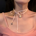 Women's love pendant necklace on ribbon-style alloy chain with electroplated finish