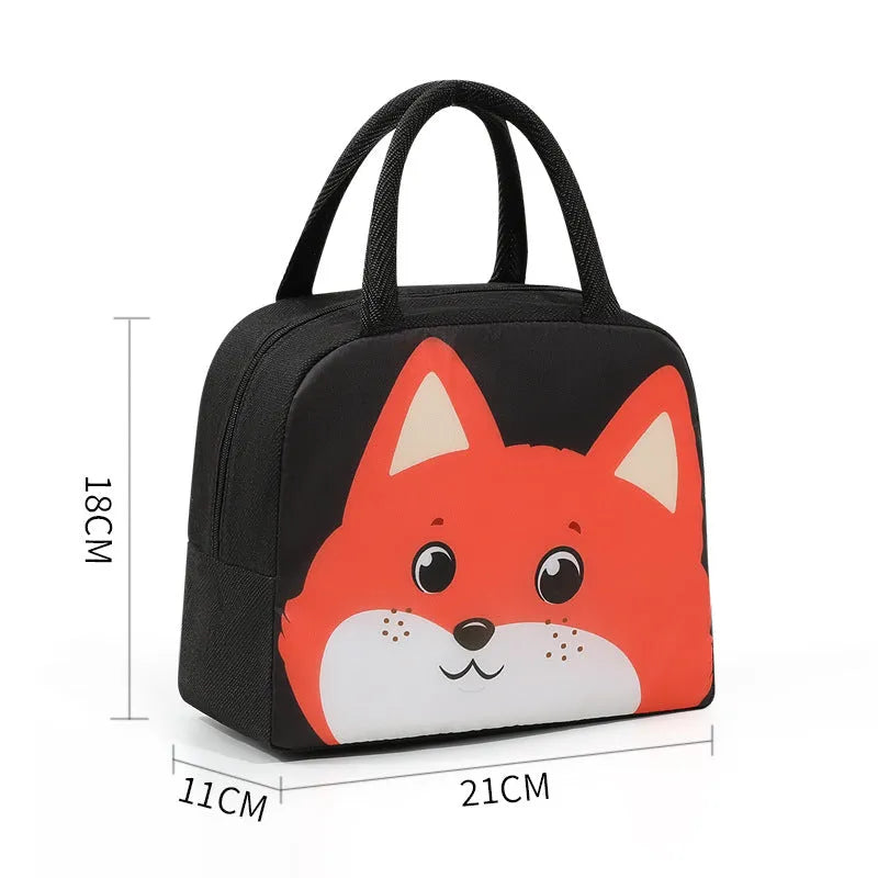 Cartoon insulated lunch box bag in Oxford cloth with aluminium foil lining