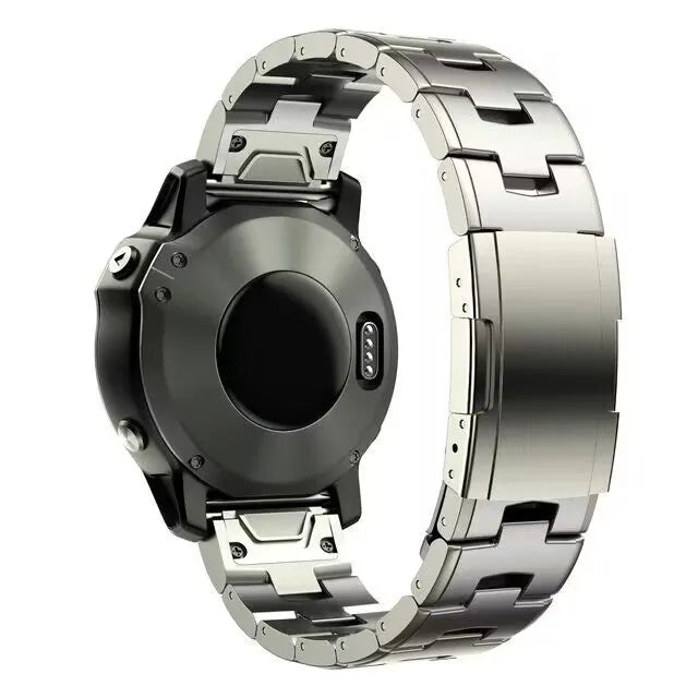 Garmin Fenix Jiaming compatible watch strap in silver, black, titanium colours with 22mm and 26mm width options
