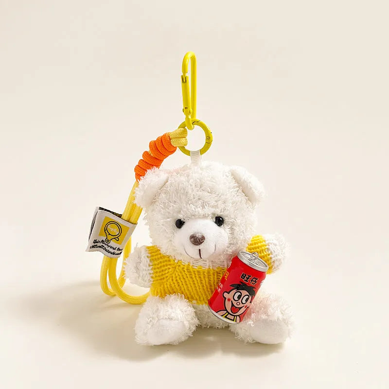 12cm cartoon plush bear keychain pendant for keys and bags
