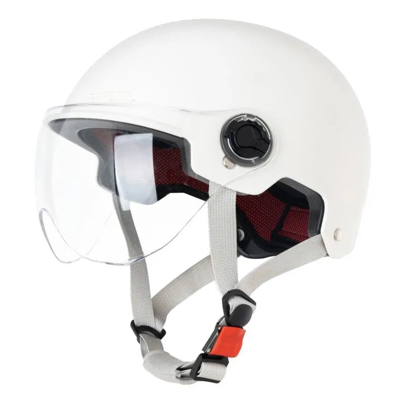 3C certified full-face electric motorcycle helmet with sun visor in light pink colour