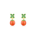S925 sterling silver lucky persimmon dripping stud earrings in New Chinese style with ED3325 colour