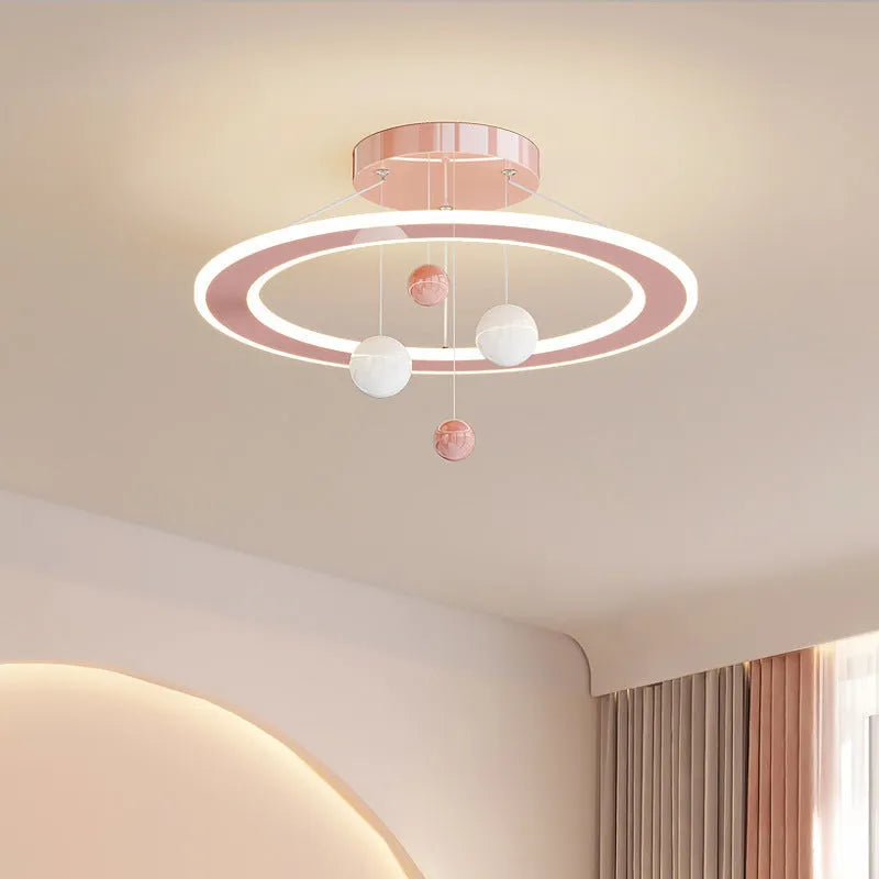 Modern white or pink children's bedroom chandelier ceiling lamp.