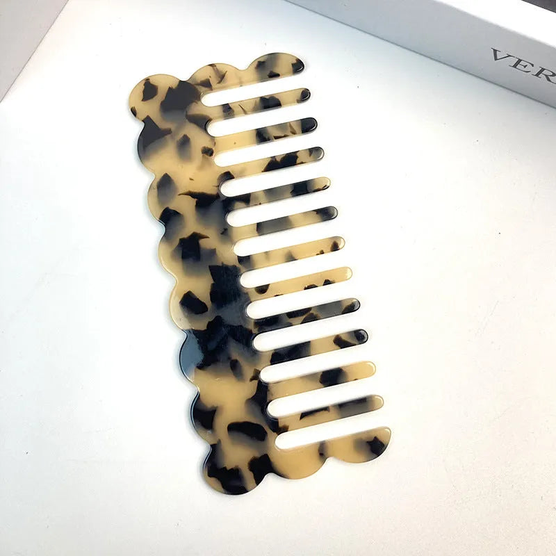 Acetate geometric wave hair comb in multiple colour options for women's grooming