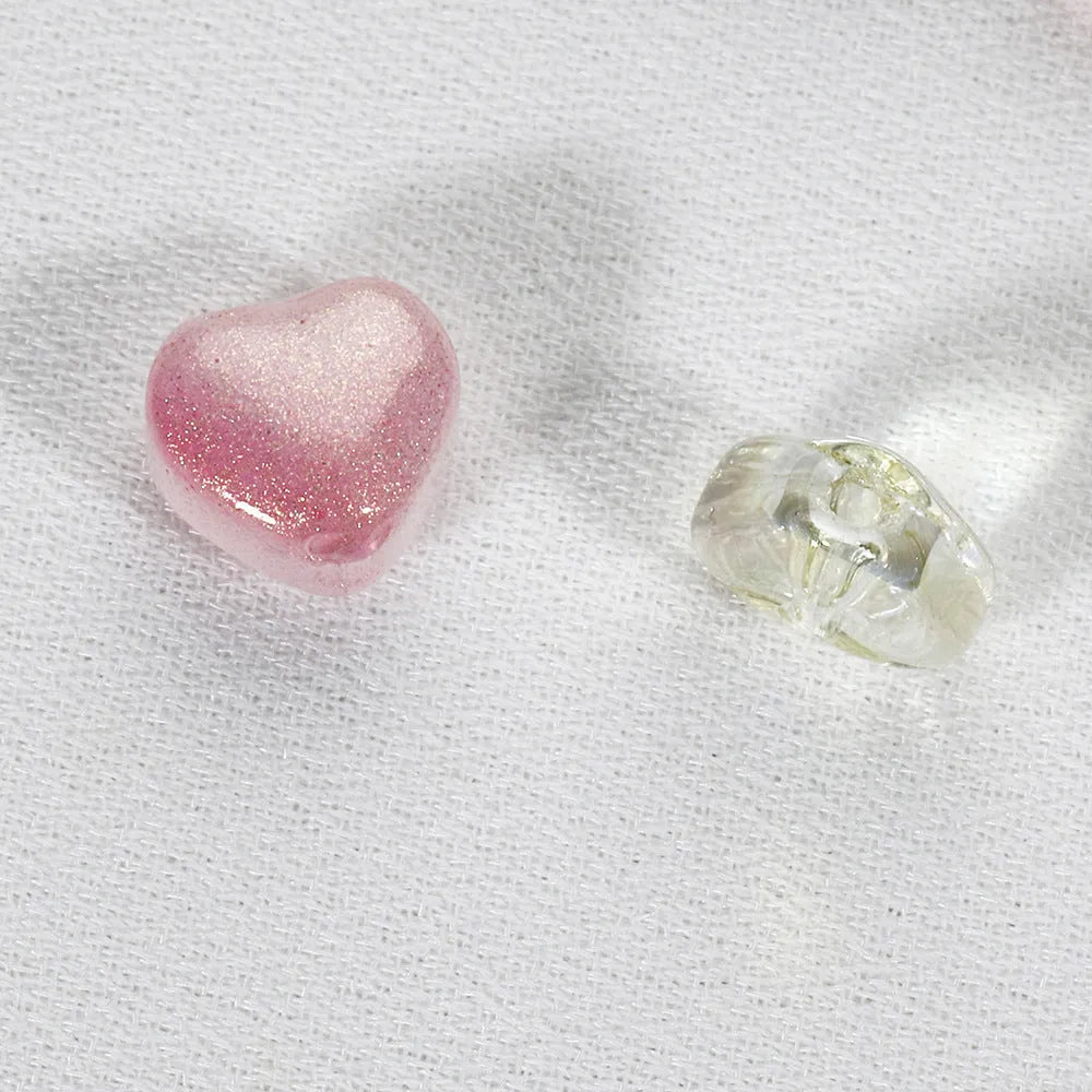 20 small acrylic love heart beads in assorted colours including aurora purple and blue rose