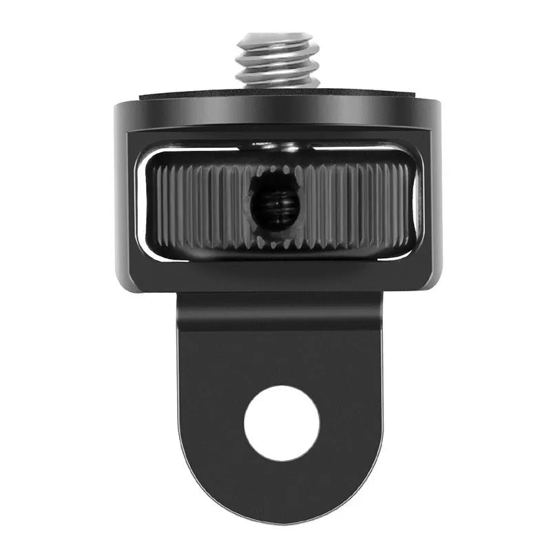 Aluminium alloy sports camera adapter with 1/4 inch thread for tripod mounting in multiple colour options