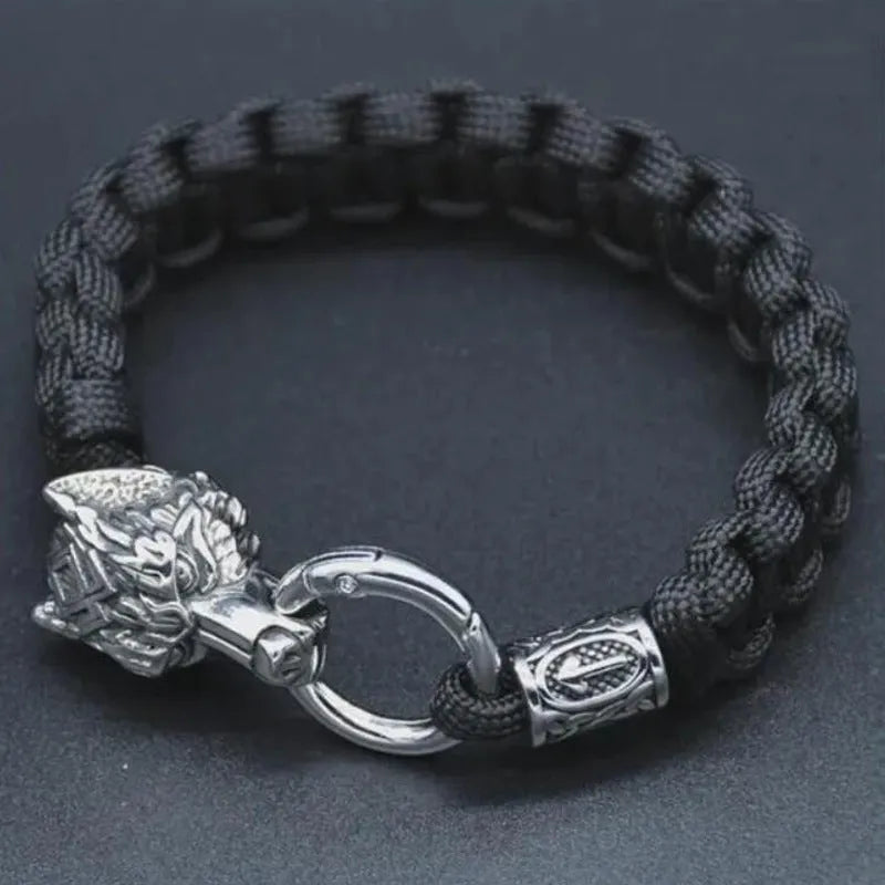 Handmade wolf head bracelet with Luen character design in camouflage colour