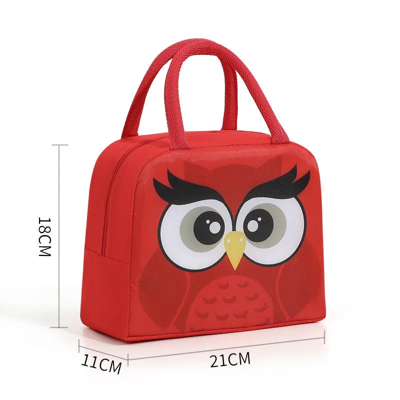 Cartoon insulated lunch box bag in Oxford cloth with aluminium foil lining