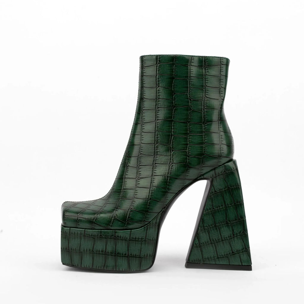 Women's artificial PU ankle boot with a super high heel, shown in a solid colour.