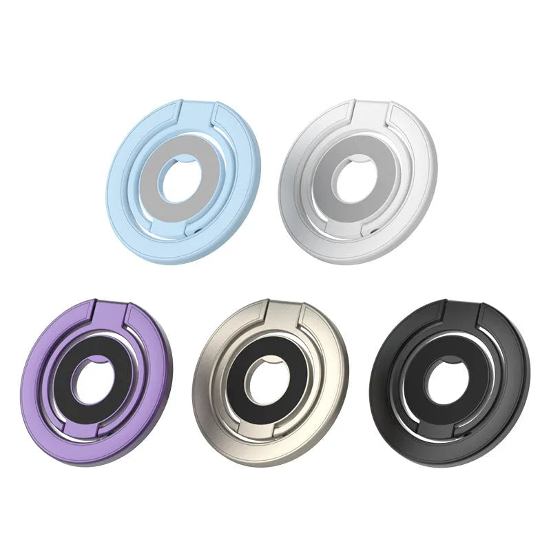 Double ring magnetic phone holder in cool black with alloy build and fastened ring for car use