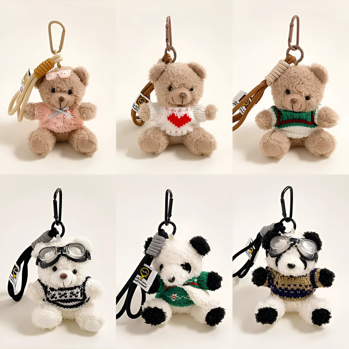 12cm cartoon plush bear keychain pendant for keys and bags