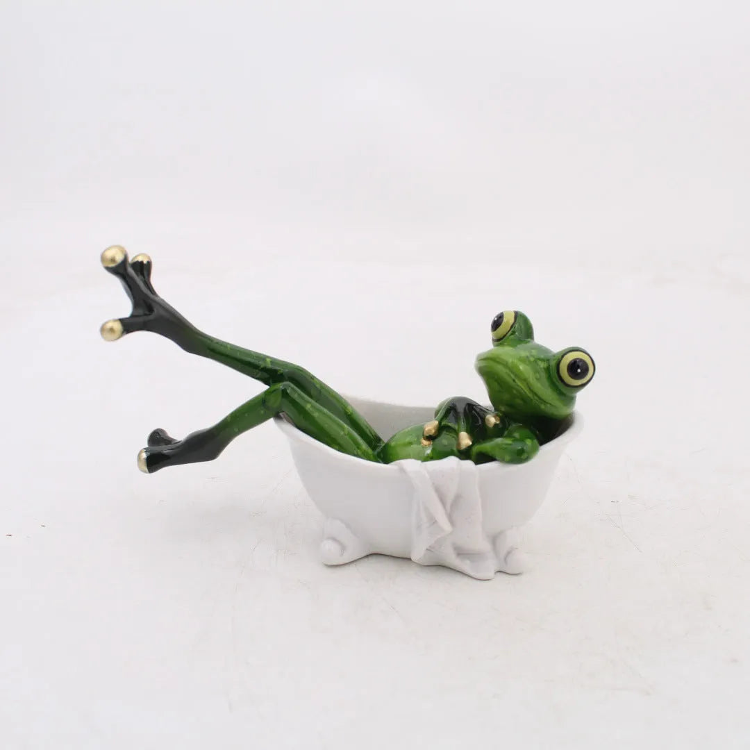 Resin frog decoration figurine in pastoral style for home interiors