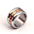 Gold titanium steel ultra-wide knuckle ring with rotatable band on finger