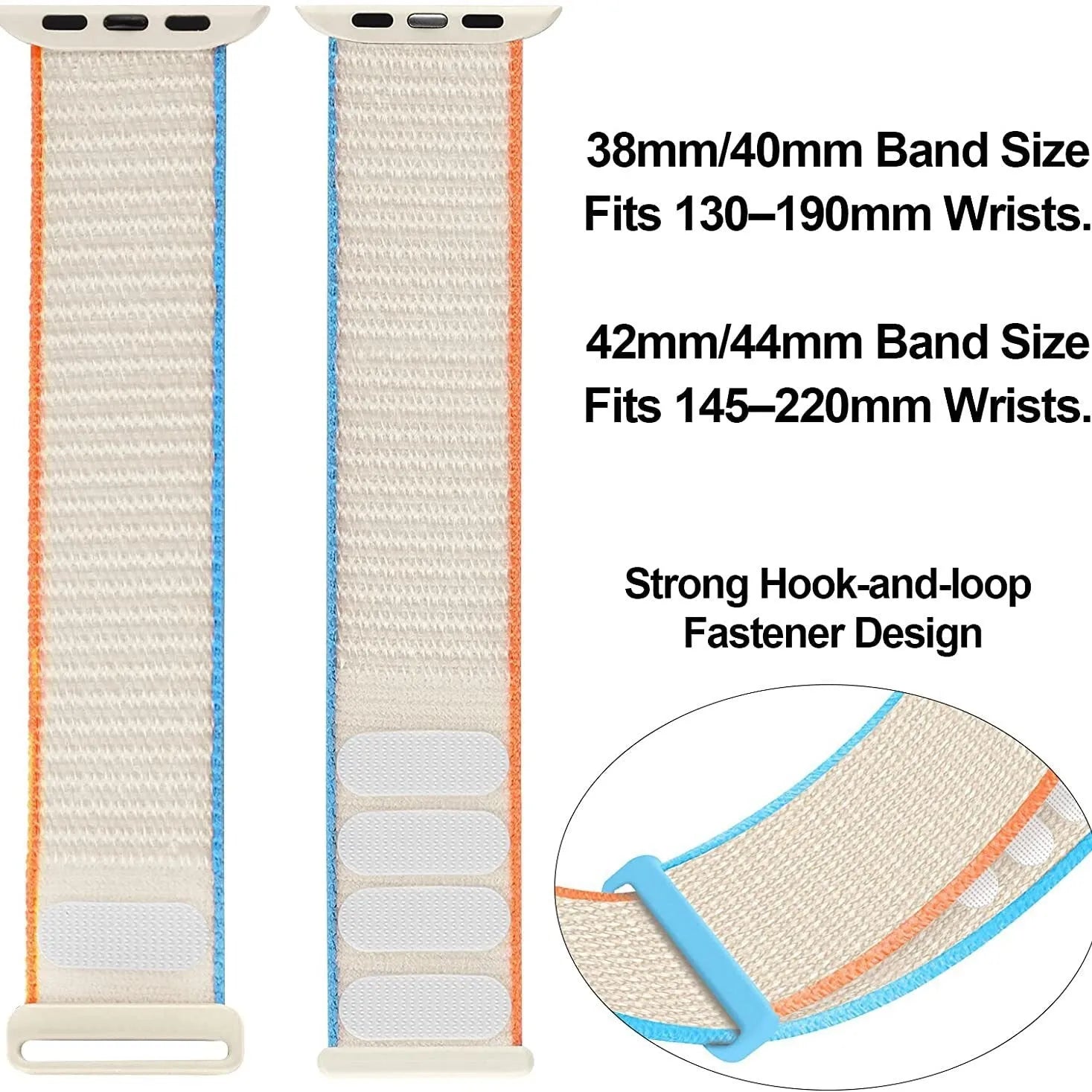 Woven nylon universal smartwatch strap compatible with Apple and iPhone devices in multiple colours and sizes