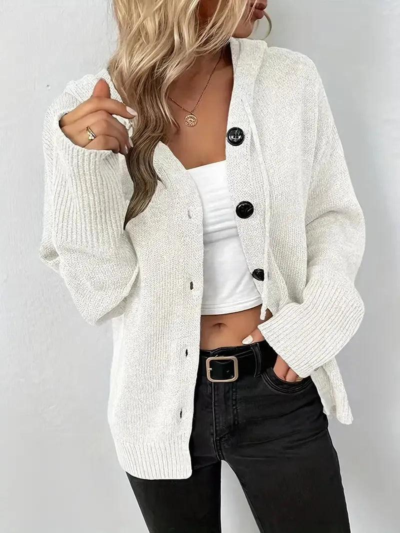 Thick coloured cotton hooded cardigan sweater with 3D stereo pattern in loose fit