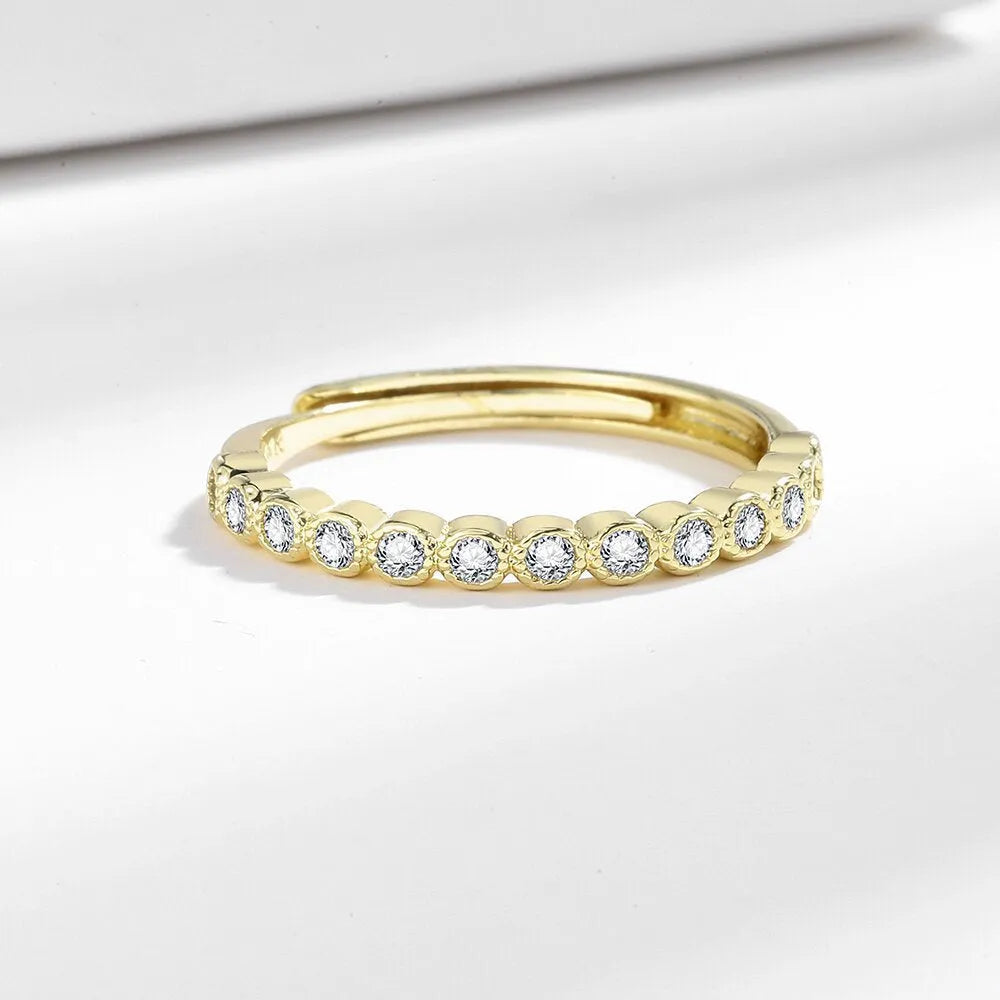 Geometric open mouth women's ring with Korean style diamond tail design in copper with electroplated finish