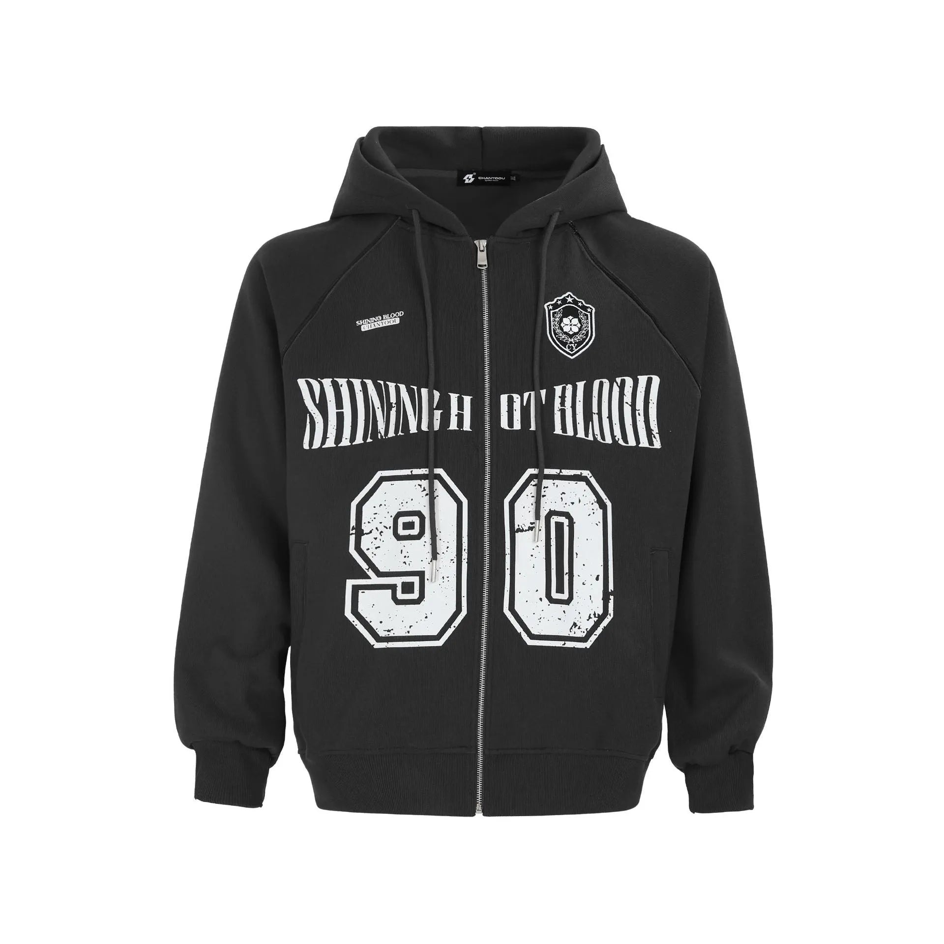 Women's American retro style jacket with letter embroidery in cotton blend fabric