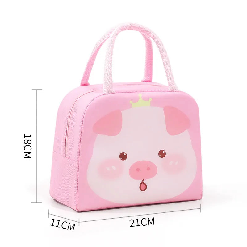 Cartoon insulated lunch box bag in Oxford cloth with aluminium foil lining