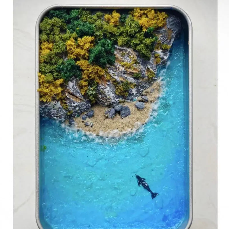 DIY marine landscape handmade model ornament kit with bamboo pieces and peninsula design