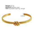 Adjustable C-shaped double-layer bracelet with knotted detail and 18K gold plating