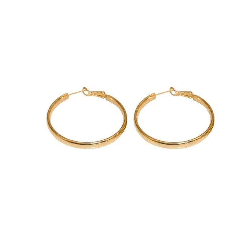 40mm circular metal hoop earrings in gold or silver finish