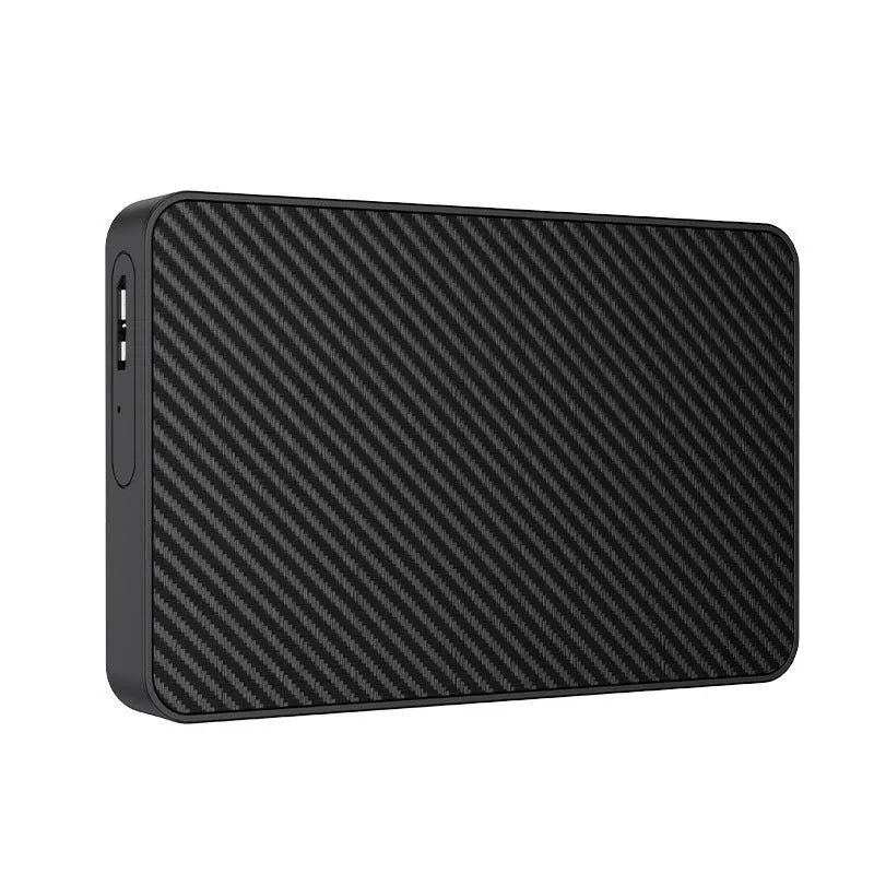 16TB black portable hard disk with ABS engineering plastic shell, dimensions 121 by 76.4 by 14mm