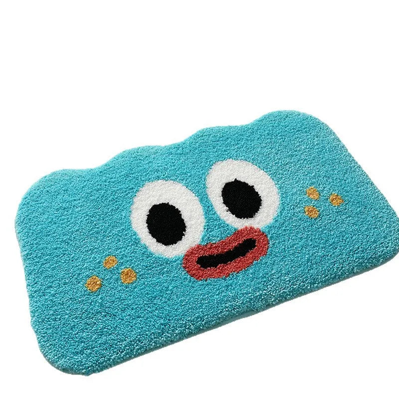 Cartoon anime bathroom mat with big eye clouds pattern in selected colour and size