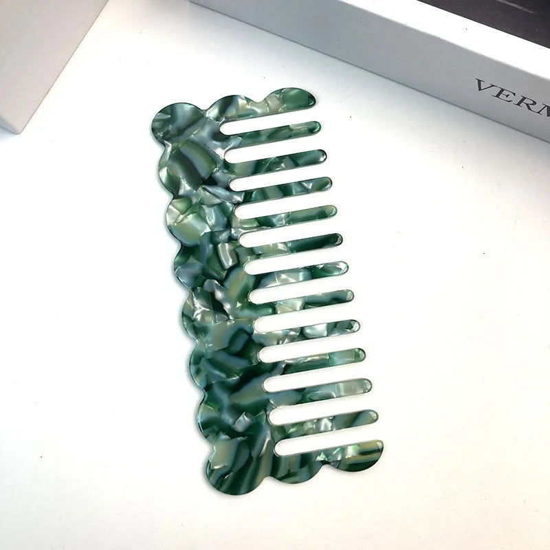 Acetate geometric wave hair comb in multiple colour options for women's grooming